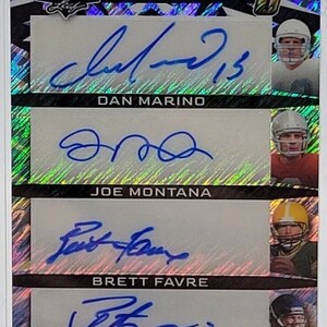 Leaf Vibrance Signatures x8 AUTO CARD Marino/Montana/Favre/Manning (Proxy)  Custom Homemade Encased/Sealed/Stickered) Novelty HOF Mint