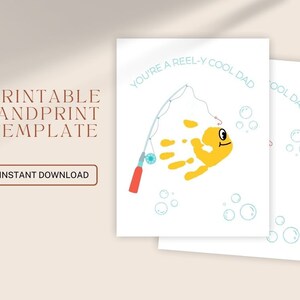 Father&#39;s Day Printable Handprint Template | Fishing Handprint | DIY Handprint Gift