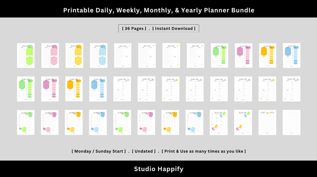 Seasons Planner, Printable Daily, Weekly, Monthly, & Yearly Planner