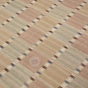 Alfombra Kilim inspirada en Marianne Richter: Tejido plano de lana moderno escandinavo (8 x 10 pies)