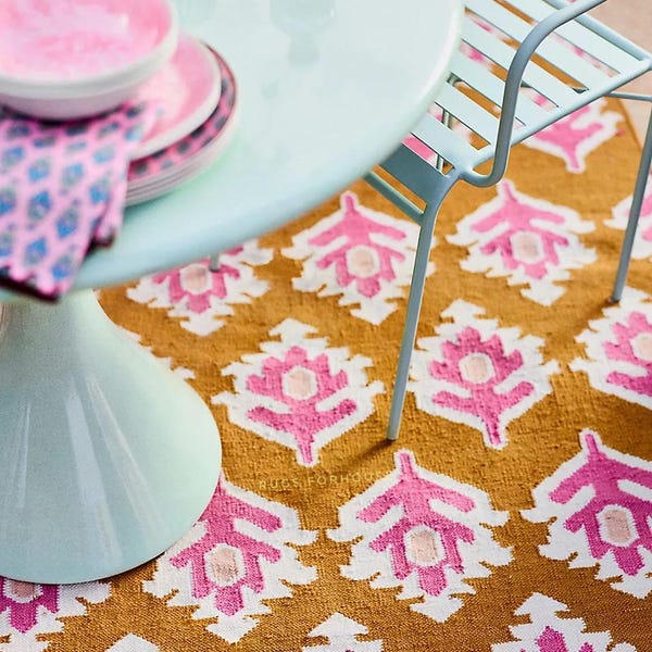 Handwoven Kilim Wool Rug: Beige & Mauve Geometric Scandinavian Style (8x10 ft.)