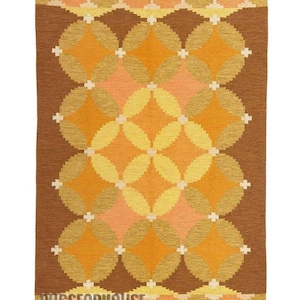 Alfombra Kilim de lana anudada a mano: tonos tierra suecos modernos, 8x10