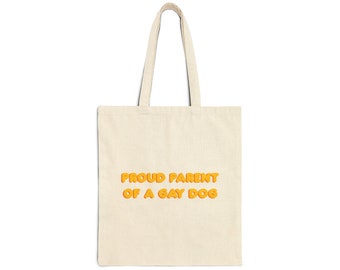 Trotse ouder van een homoseksuele hond Retro jaren '70 Jaren '80 Gay Meme Katoenen Canvas Tote Bag