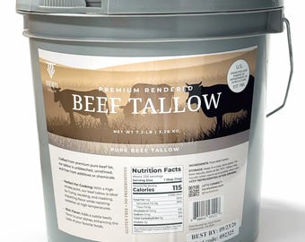 Herd Tallow Grass-Fed Beef Tallow, 7.2 lbs, Gluten-Free, Ketogenic