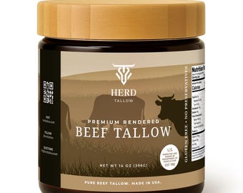 Premium Beef Tallow, Non GMO, Keto, 14 oz