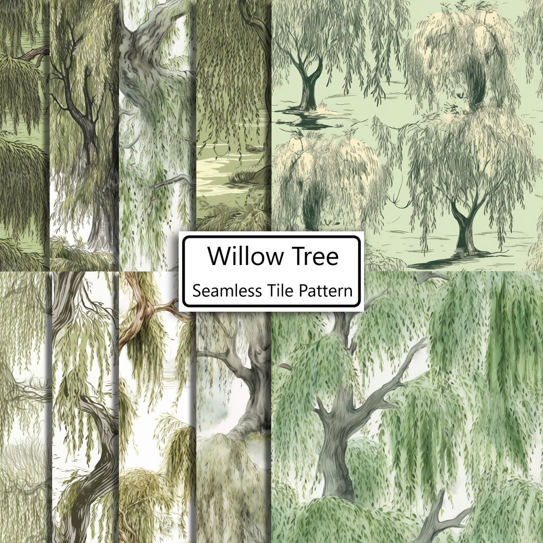 Willow Tree , Willow Tree Seamless Pattern, Willow Tree Background, Printable Digital Paper ...