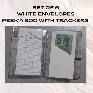 Juego de 6 sobres laminados para efectivo *A6* Blanco / Sobres económicos / Sistema de sobres para dinero / Minimalista