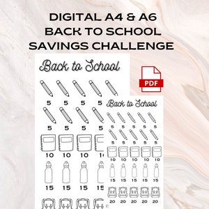 Back to School Savings Challenge - A6 + A4 Printable PDF Download