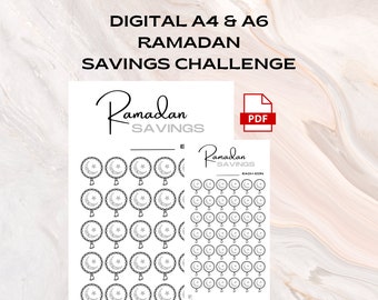 Ramadan Savings Challenge and Tracker - A4 & A6 PDF Printable Download