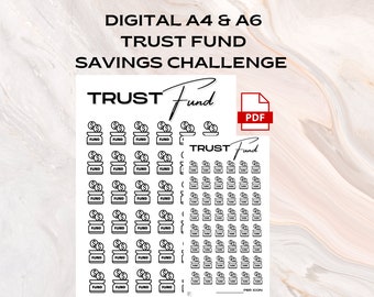 Trust Fund Savings Challenge - A4 & A6 PDF Printable Download