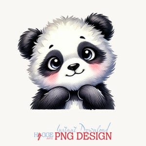 Clipart de panda fofo - Design de sublimação, animais para impressão, panda bebê para caneca, uso comercial, aquarela, gráfico kawaii