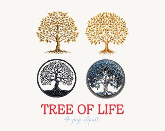 Celtic Tree of Life Clipart – Gold & Black Spiritual PNG (Digital Download)