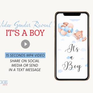 Digital Gender Reveal Video, It&#39;s a Boy, Gender Announcement Video for Social Media, Baby Boy Pregnancy Announce, Unique Reveal Surprise