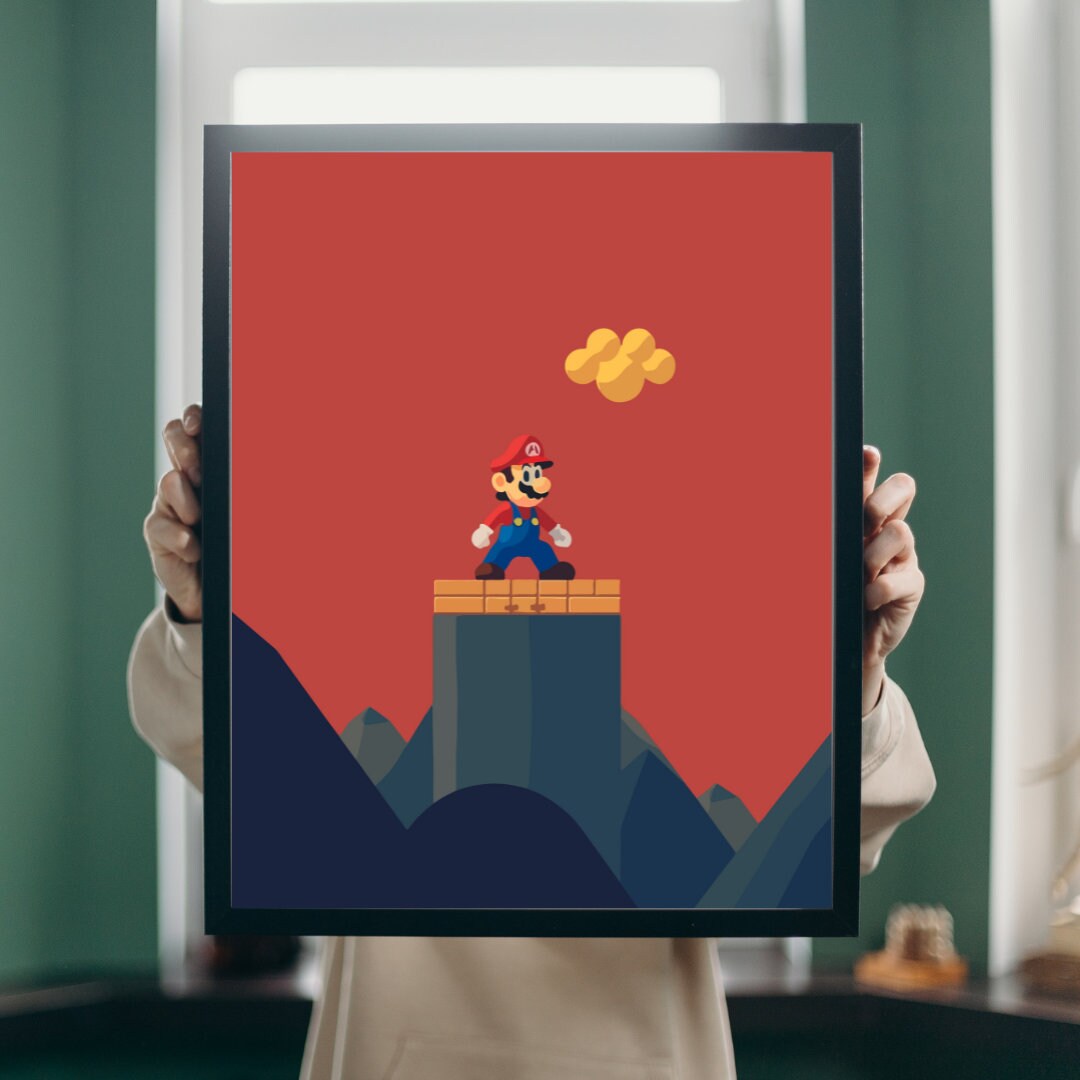 Super Mario Minimalist Poster Gamer Gift for Son Super Mario - Etsy