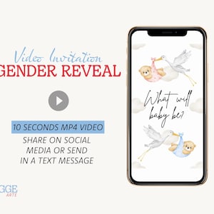 Faire-part vidéo pour bébé neutre, faire-part vidéo personnalisé pour révéler le sexe, faire-part numérique personnalisé, cartes numériques garçon ou fille