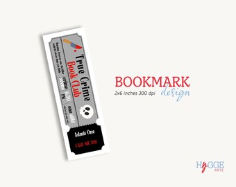 True Crime Book Club Bookmark Design, Printable PNG File (2x6 in)