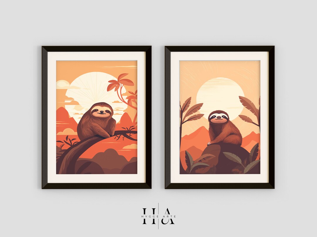 Poster Sloth Printables Set: Portraits of Sloths Gift Poster - Etsy