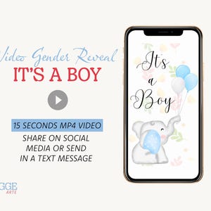 Digital Gender Reveal Video, It&#39;s a Boy, Gender Announcement Video for Social Media, Baby Boy Pregnancy Announce for Family and Friends