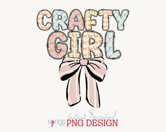 Crafty Girl PNG, Schleifen Sublimationsdesign (digitaler Download)