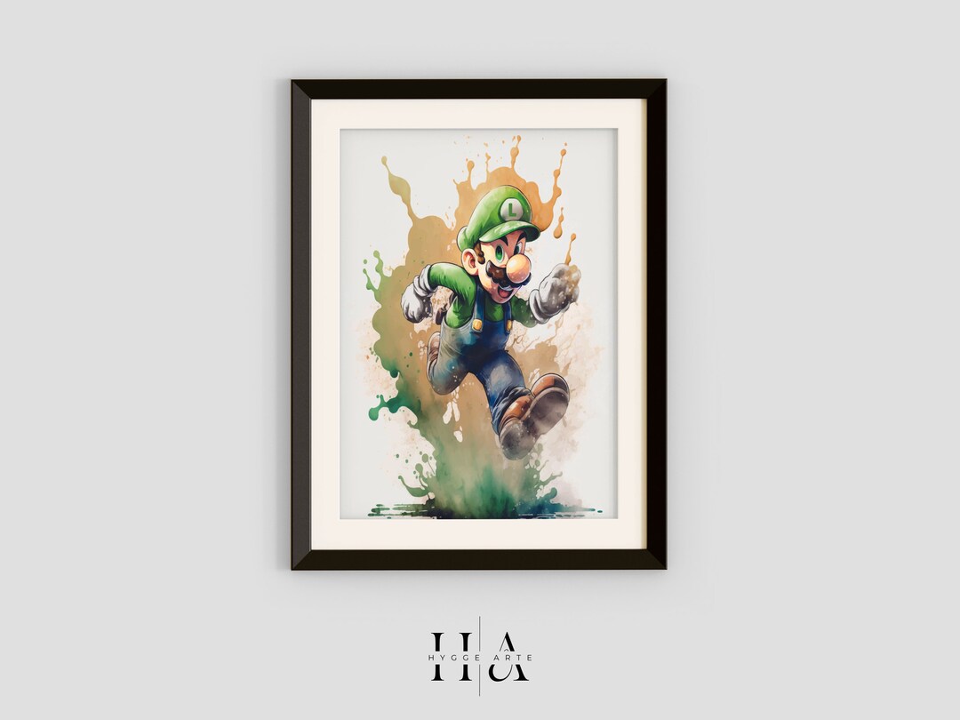 Poster Luigi Super Mario Character in Watercolor Printable - Etsy