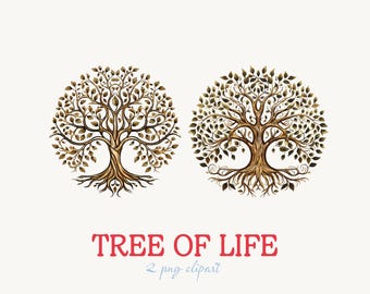 Gold Tree of Life Clipart – Celtic Logo, 2 PNGs (Digital Download)