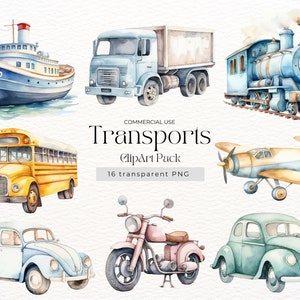 Transport Clipart, Grafiken des Transportmittels für Lernbücher, Illustration von Fahrzeugen für Kinderzimmer Dekor, Bilder zum Selbermachen