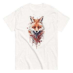 FOX watercolor men&#39;s t-shirt in cotton, birthday gift