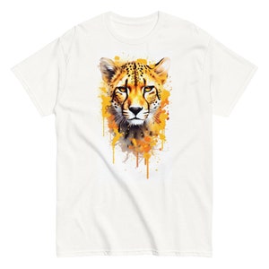 Watercolor GUEPARD men&#39;s t-shirt, cotton, birthday gift