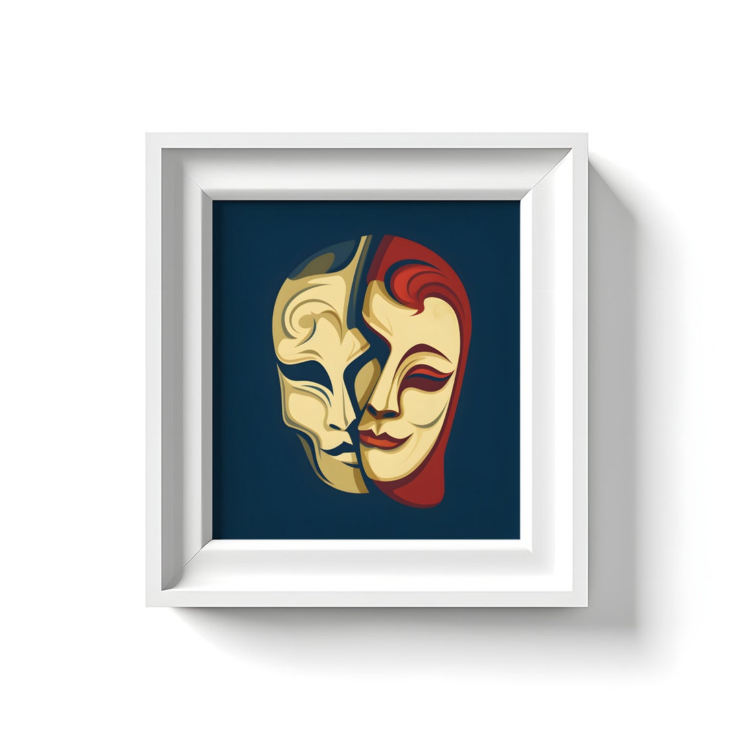 Theater Masks Wall Art Printable Art Vintage Art Print Etsy
