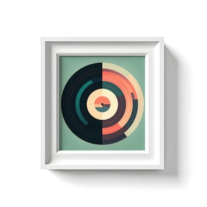 Record Disc Wall Art, Printable Art, Vintage Art Print, Downloadable, Design, Vintage Colors, Wall Decor, Digital Download