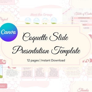 Slide Presentation Coquette Slides Template Canva Webinar Presentation Masterclass Slides Deck Presentation Template Canva Pink Slides Canva