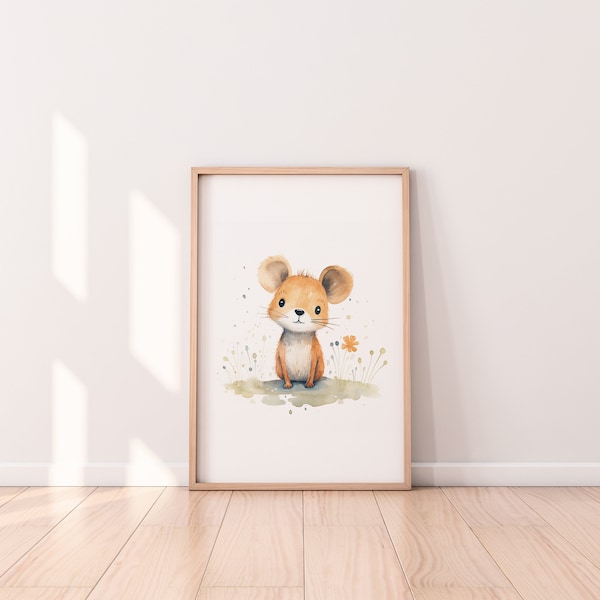 Maus Kinderzimmer Poster A1/A2/A3/A4 Wandkunst Kinderposter Baby Geschenk Mädchen Junge Kinder Tierposter