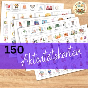 Cartões de atividades (PDF) para Wochenplaner A4 + A3 | Planejador Montessori para crianças | Autismus-Bildkarten | Baixar PDF-Routinekarten Digitaler