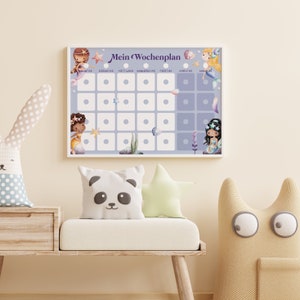 Kinder Wochenplan PDF: Montessori Routineplan mit 150 Aktivitätskarten, PNG Sofort-Download zum selbst Ausdrucken Motiv Meerjungfrau image 3