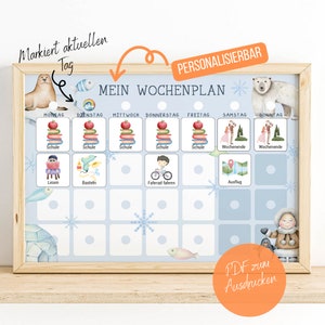 Kinder Wochenplaner PDF zum Ausdrucken, Personalisierbarer Kinderkalender Montessori, wöchentliche Aktivitäten, Download - Nordpol