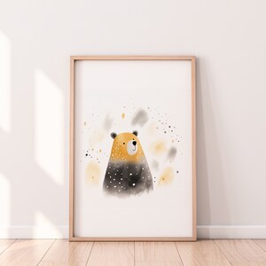 Póster Bär Ilustración en A1 A2 A3 A4 Kinderposter Wandkunst Kinderzimmer Baby Geschenk Mädchen Junge Kinder Tierposter