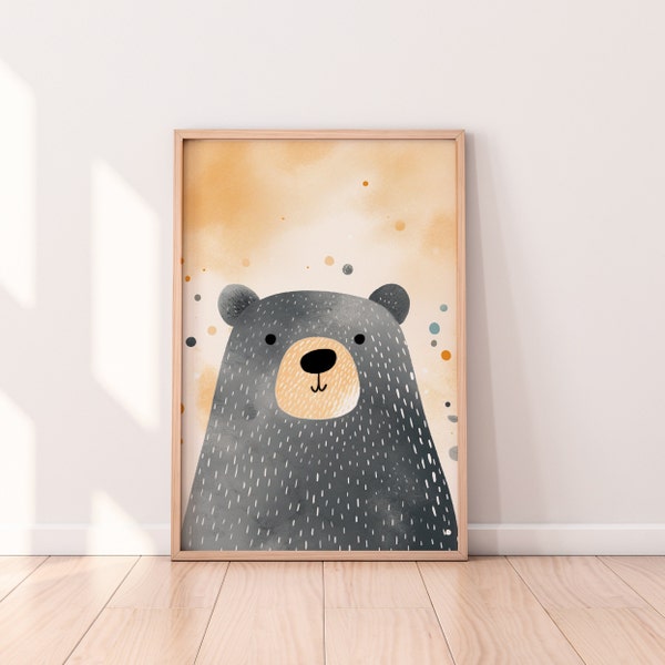 Poster Bär Illustration in A1 A2 A3 A4 Kinderposter Wandkunst Kinderzimmer Baby Geschenk Mädchen Junge Kinder Tierposter