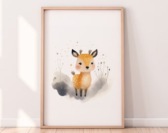 A4 Kunstdruck 3-teilig – Wald, Tannen, Himmel Im Aquarell-Look, Ungerahmt Als Poster & Deko