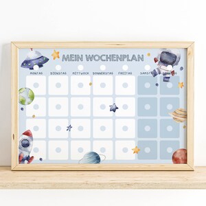 Kinder Wochenplaner PDF zum Ausdrucken, Personalisierbarer Kinderkalender Montessori, wöchentliche Aktivitäten, Download Weltraum Motiv image 5