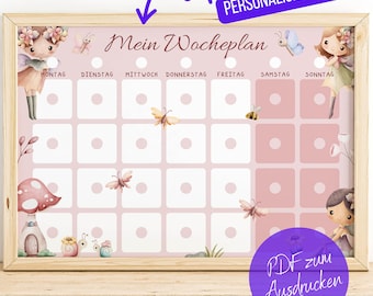 Montessori Wochenplan pdf: kinderroutineplan met 150 actieve kaarten, png-bestand Sofort-download naar eigen keuze | Motief zauberhafte Fee