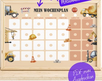 Montessori Wochenplan Kinder PDF: Tagesablauf, Routineplan, Haushaltsplan,Alltag, Schulvorbereitung Sofort Download zum Ausdrucken-Baustelle