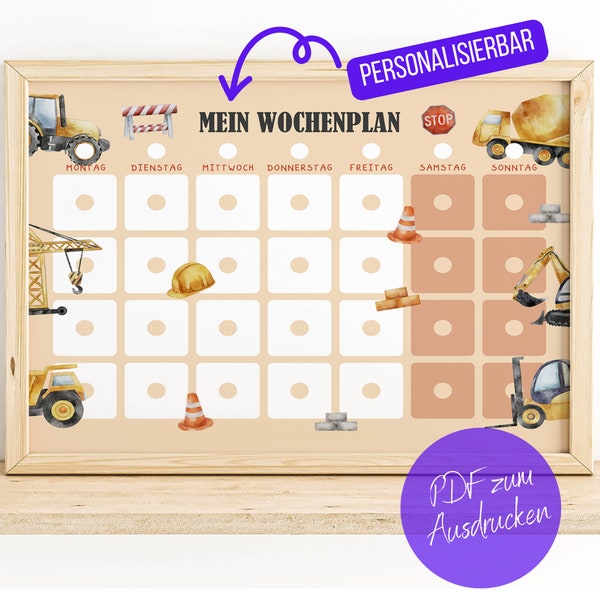 Montessori Wochenplan Kinder PDF: Tagesablauf, Routineplan, Haushaltsplan,Alltag, Schulvorbereitung Sofort Download zum Ausdrucken-Baustelle