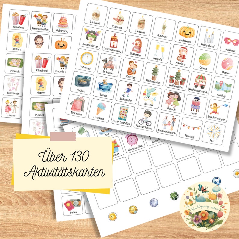 Kinder Wochenplan PDF: Montessori Routineplan mit 150 Aktivitätskarten, PNG Sofort-Download zum selbst Ausdrucken Motiv Meerjungfrau image 4