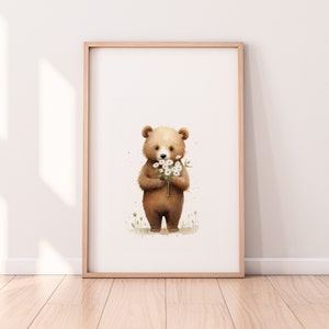 Poster Bär Illustration in A1 A2 A3 A4 Kinderposter Wandkunst Kinderzimmer Baby Geschenk Mädchen Junge Kinder Tierposter