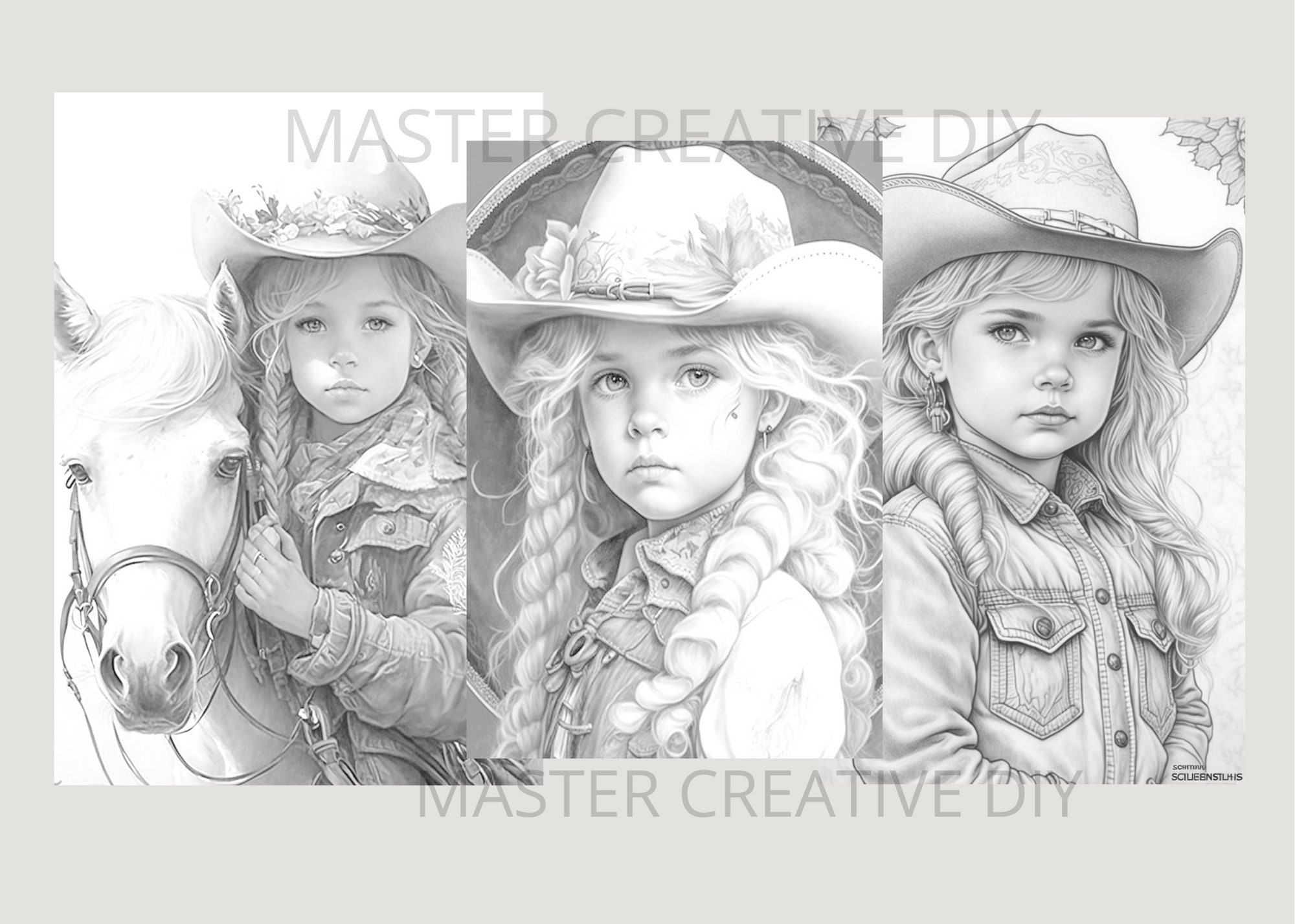 20 Cute Cowgirl Coloring Book Adults Coloring Pages, Instant Download ...