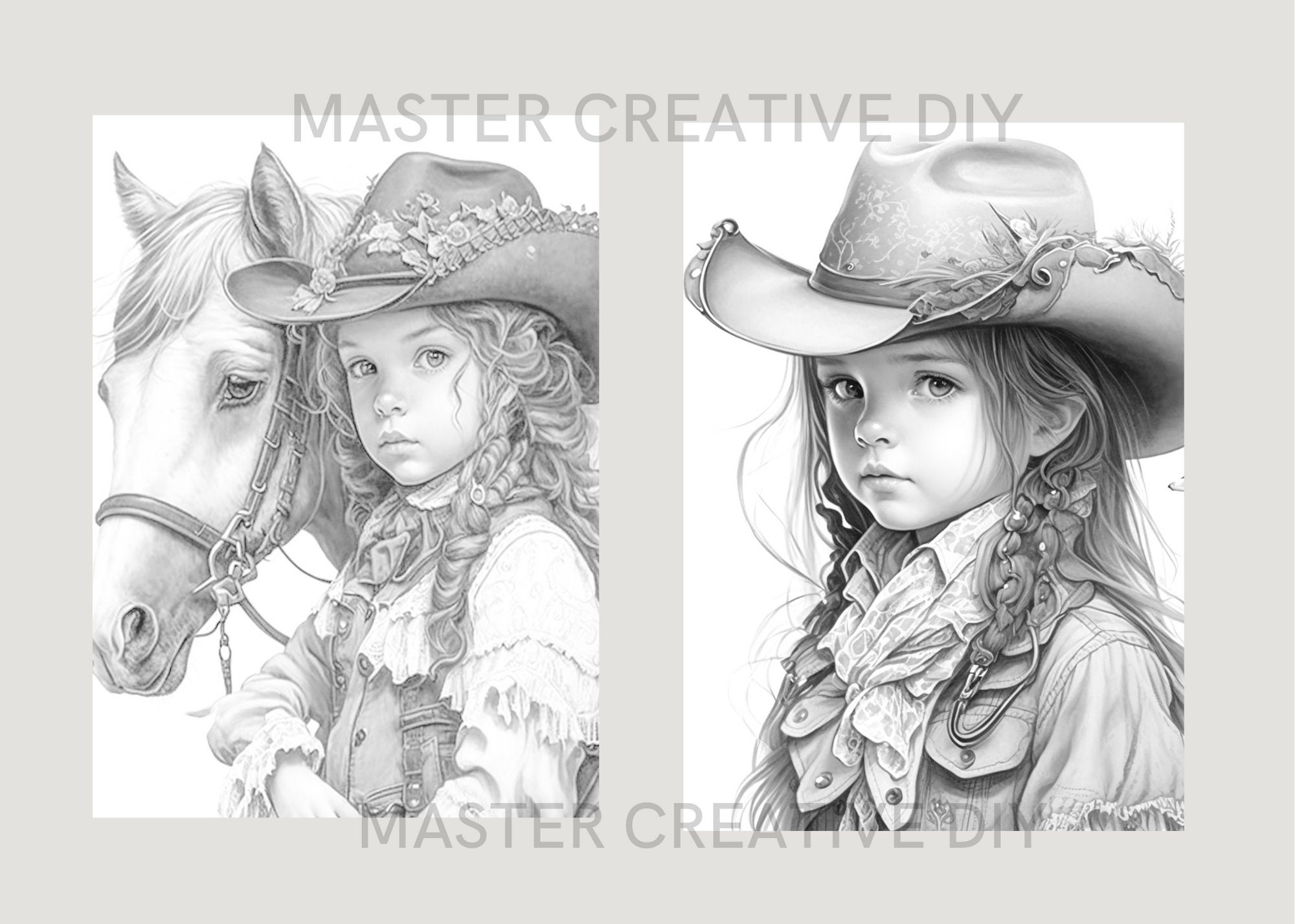 20 Cute Cowgirl Coloring Book Adults Coloring Pages, Instant Download ...