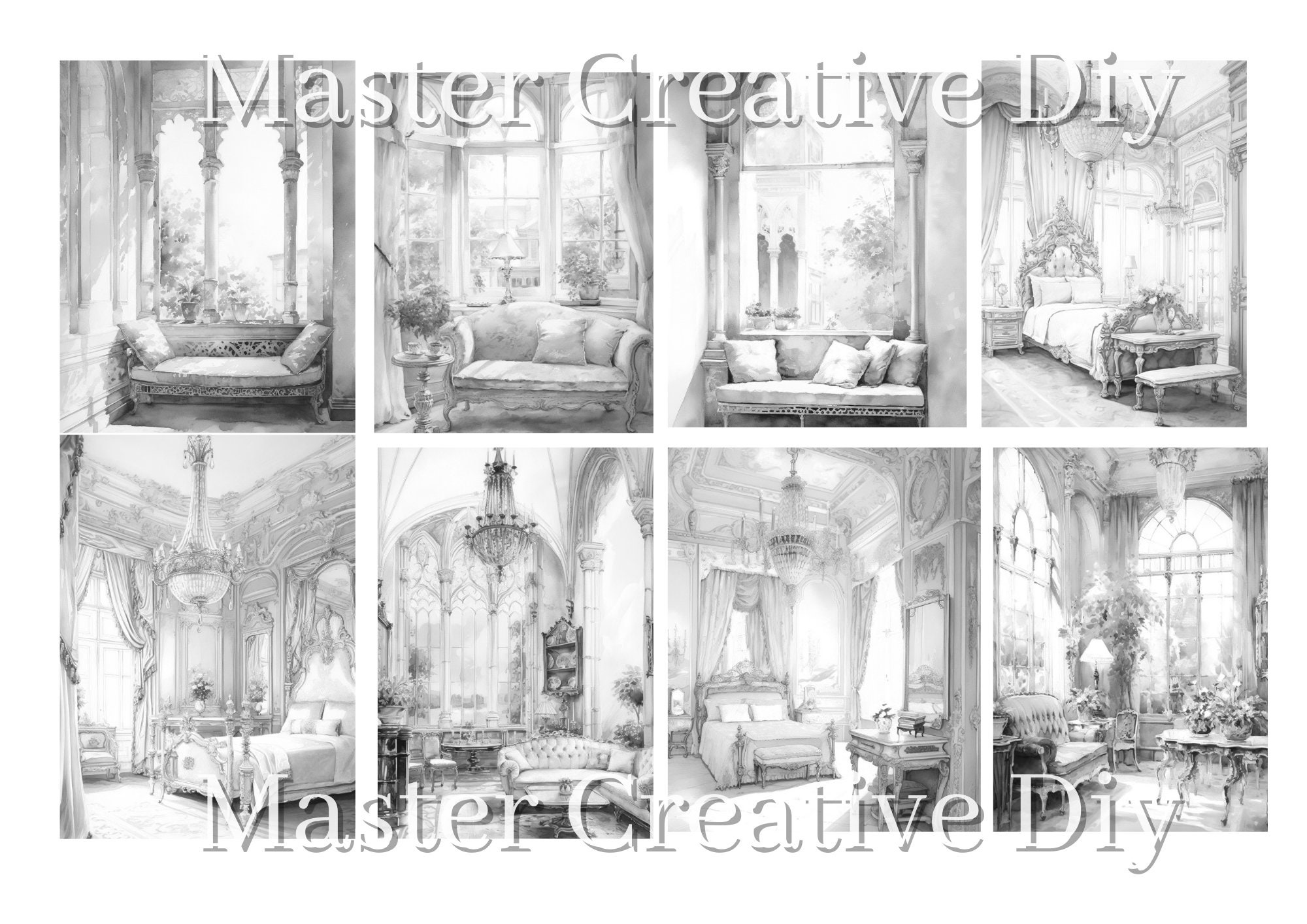 35 Victorian Interior Design Coloring Book Adults Coloring Pages