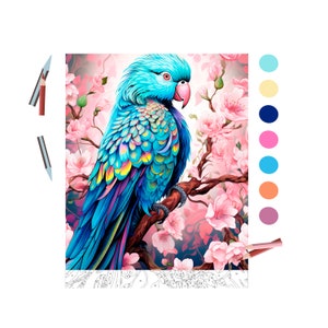 Color By Number for Adult,Paint by Number Printable,Beautiful Parrot , Coloring Pages,Sheet Digital Download,Advanced detailed Book|1301