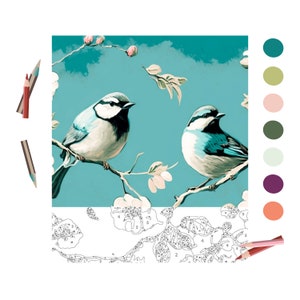 Color By Number for Adult, Paint by Number Printable,Beauty Birds, Coloring Pages ,Sheets Digital Download,Advanced detailed Book| 199