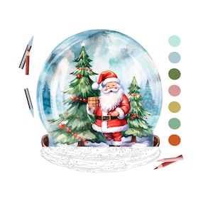 Color By Number for Adult,Paint by Number Printable,Christmas Globe Coloring Pages,Sheets Digital Download,Advanced detailed Book| 1215